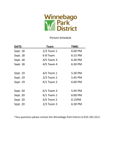 Picture Schedule DATE: Team TIME: Sept. 18 2/3 Team 1 6:00 PM