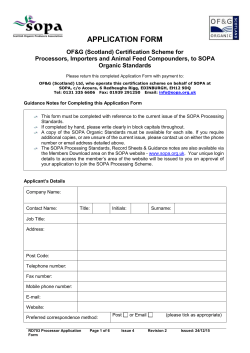 SOPA HL Processor Appl Form - Scottish Organic Producers