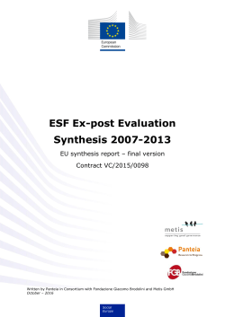ESF Ex-post Evaluation Synthesis 2007-2013
