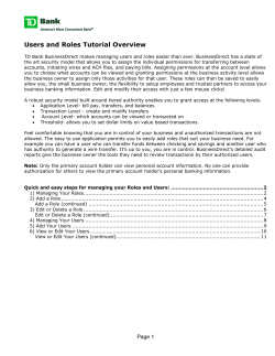 Users and Roles Tutorial Overview