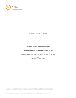 Transcript - Destiny Media Technologies