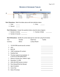 Review of Database Tables