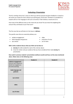 Evaluating a presentation - KEATS