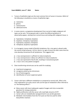 Exam BIMM21, June 3rd 2016 Name: 1. Tumors of epithelial origin