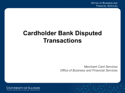 Cardholder Bank Disputed Transactions