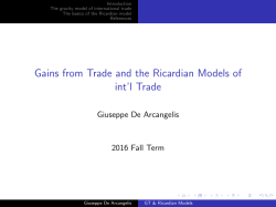 Gains from Trade and the Ricardian Models of int`l Trade