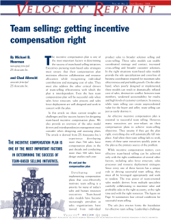Team selling: getting incentive compensation right