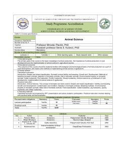 UNIVERSITY OF NOVI SAD FACULTY OF AGRICULTURE 21000