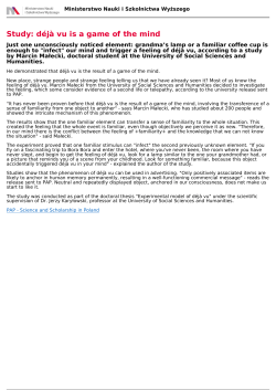 Study: d&eacute;j&agrave; vu is a game of the mind