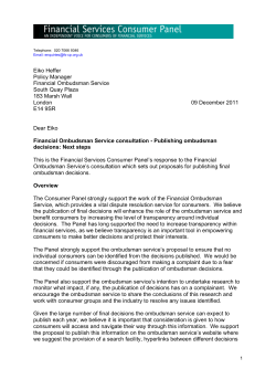Financial Ombudsman Service - publishing ombudsman decisions