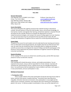 EDUCATION 55 APPLYING COGNITIVE PSYCHOLOGY TO