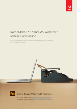 FrameMaker 2017 and MS Word 2016 Feature Comparison