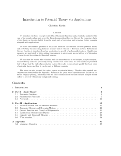 Introduction to Potential Theory via Applications