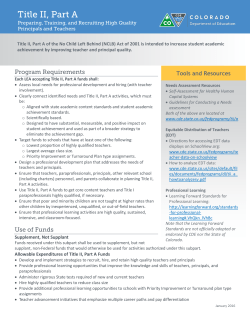 Title II, Part A Quick Reference - Colorado Department of Education