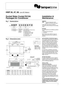 Ducted Water Cooled R410A Packaged Air Conditioner HWP 35, 47