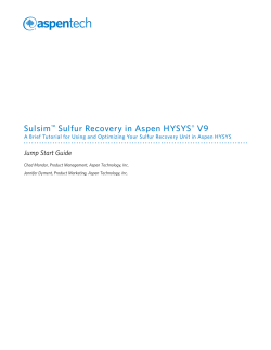 Sulsim™ Sulfur Recovery in Aspen HYSYS® V9