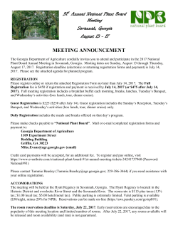 91 st Annual National Plant Board Meeting Savannah, Georgia
