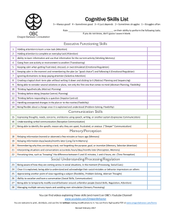Cognitive Skills List - Oregon Behavior Consultation