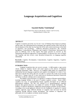 Language Acquisition and Cognition