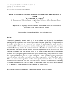 Options for economically controlling the menace of water hyacinth in