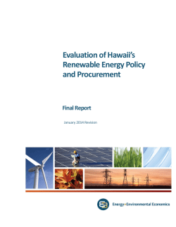 Evaluation of Hawaii`s Renewable Energy Policy and Procurement