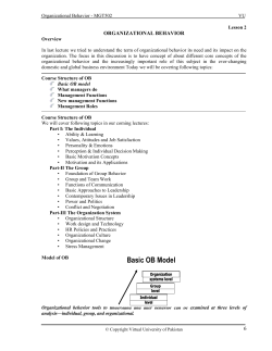Basic OB Model - VU LMS - Virtual University of Pakistan