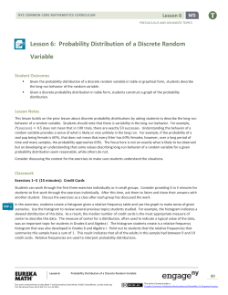 Lesson 6: Probability Distribution of a Discrete Random