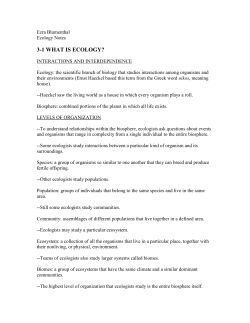 Honors Biology: Ecology Review