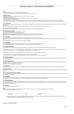 Supplier Process/Product Assurance Requirements