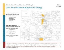 Unit Title: Matter Responds to Energy