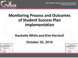 Monitoring Process and Outcomes of Student Success Plan