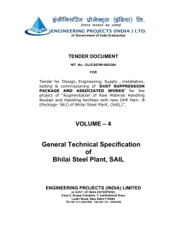 General Technical Specification of Bhilai Steel Plant, SAIL