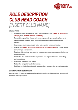 Club Head Coach Role Template