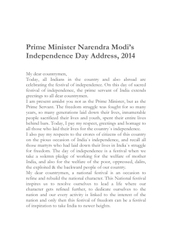 Prime Minister Narendra Modi`s Independence