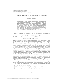 RANDOM INTERSECTIONS OF THICK CANTOR SETS If C1, C2 are