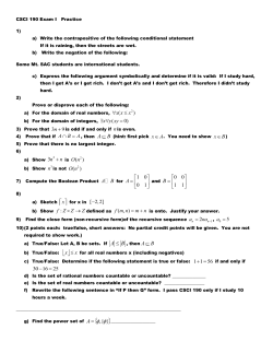 CSCI 190 Exam I Practice