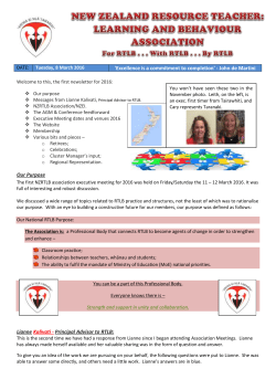 LEARNING AND BEHAVIOUR ASSOCIATION For RTLB . . . With