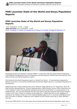 PSRI Launches State of the World and Kenya Population Reports