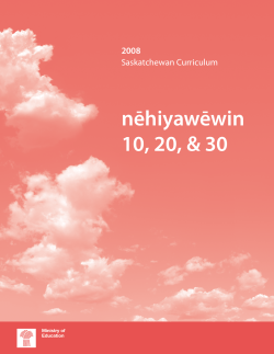 N&euml;hiyaw&euml;win 10, 20, 30 - Saskatchewan Curriculum