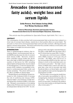 Avocados (monounsaturated fatty acids), weight loss and serum lipids