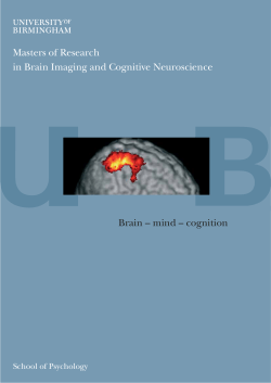 cognition Masters of Research in Brain Imaging and Cognitive