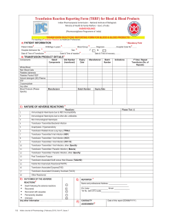 Transfusion Reaction Reporting Form