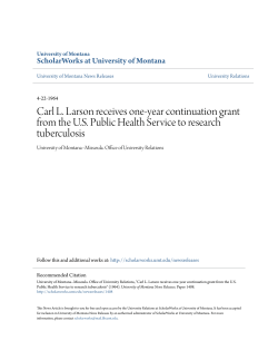 Carl L. Larson receives one-year continuation grant from the U.S.