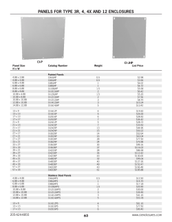 PANELS FOR TYPE 3R, 4, 4X AND 12 ENCLOSURES