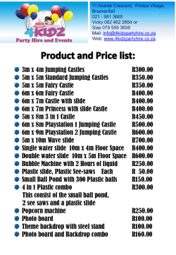 3m x 4m Jumping Castles R300.00 5m x 5m