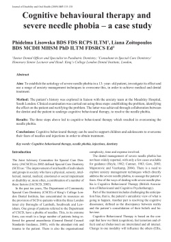 Cognitive behavioural therapy and severe needle phobia