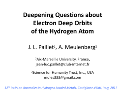 The Basis for Electron Deep Orbits of the Hydrogen Atom