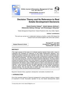 Decision Theory and Its Relevance to Real Estate Development