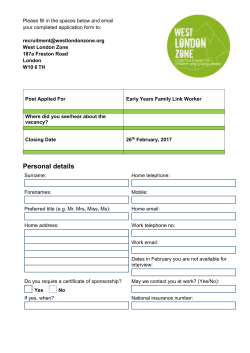 application form - West London Zone