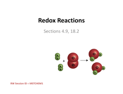 Oxidation-Reduction Reactions Redox Reactions
